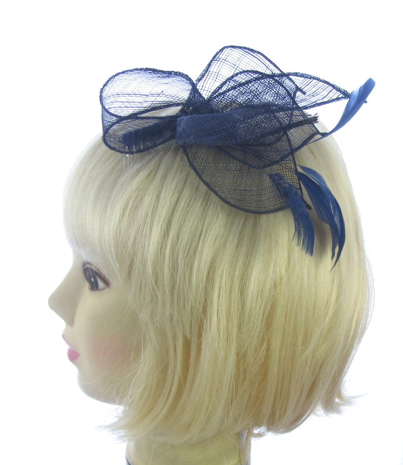 prom for weddings races Navy blue flower fascinator on a comb