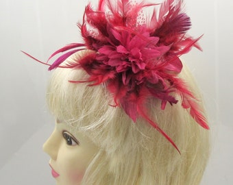 Burgundy fascinator comb,weddings, races,prom