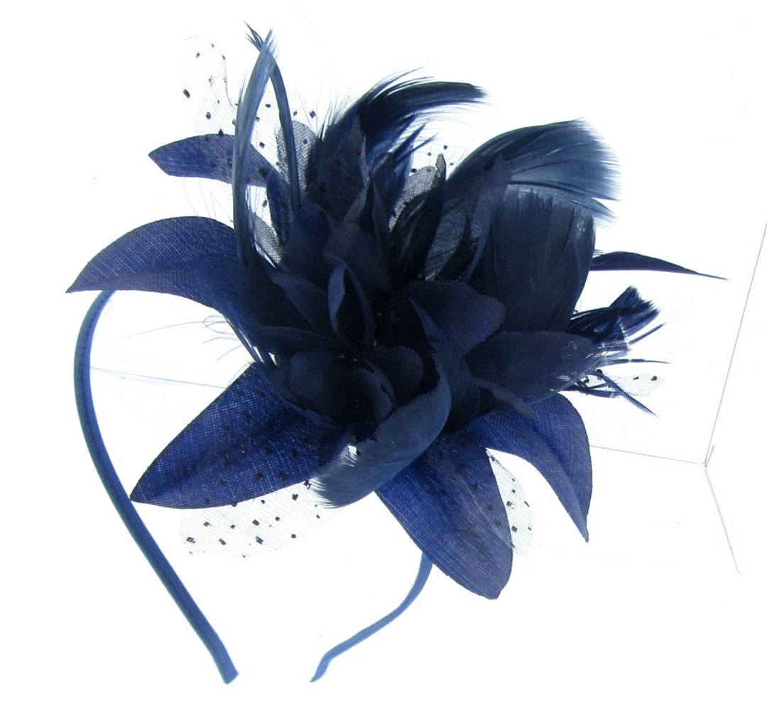 Navy Fascinator Headband Weddings, Races, Ladies Day or Prom - Etsy UK