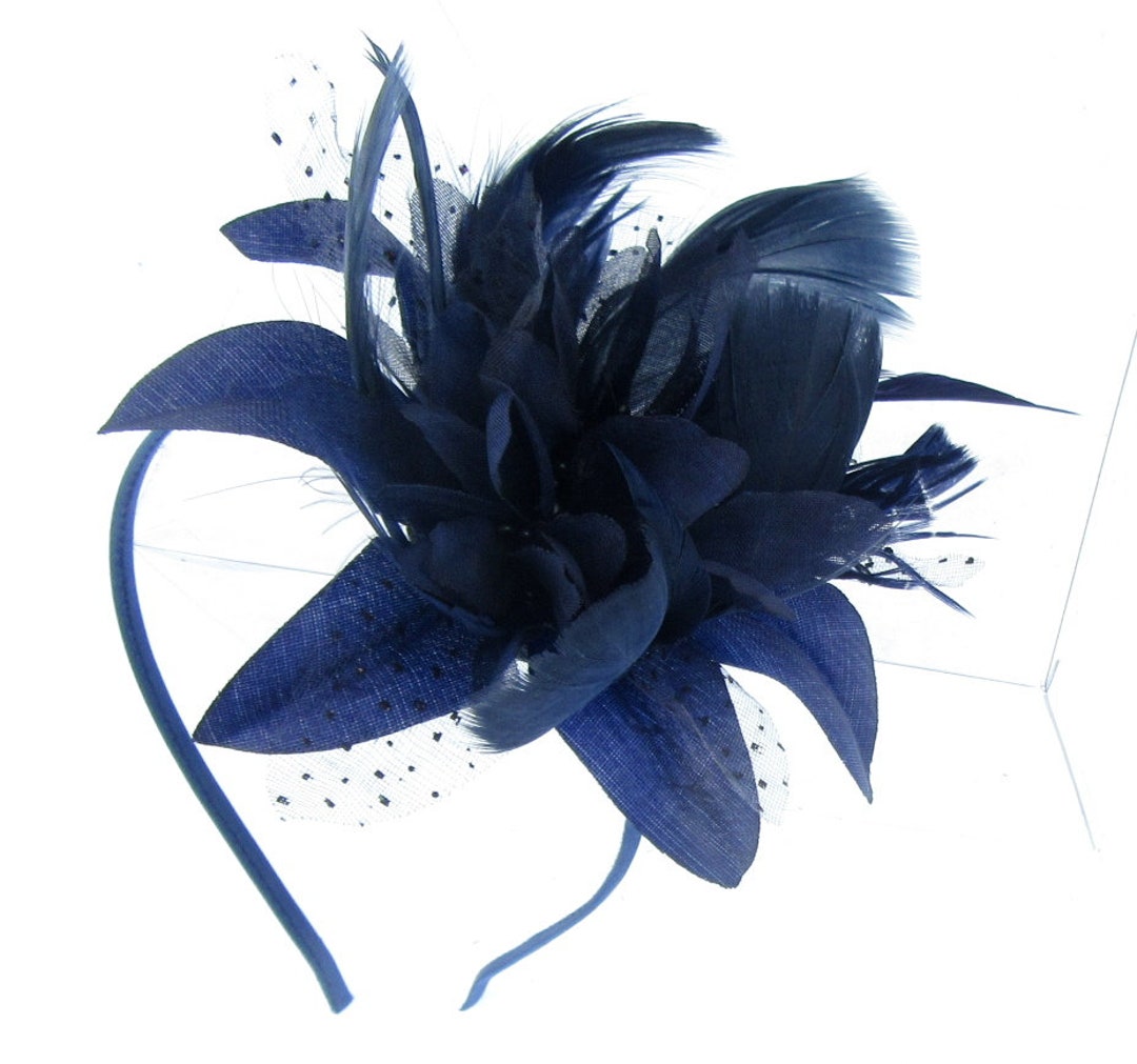 Navy Fascinator Headband Weddings, Races, Ladies Day or Prom Etsy UK
