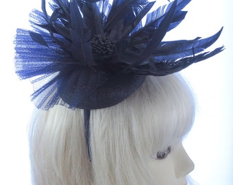 High rise  black fascinator hat hatinator  fascinator cap and  headband weddings,