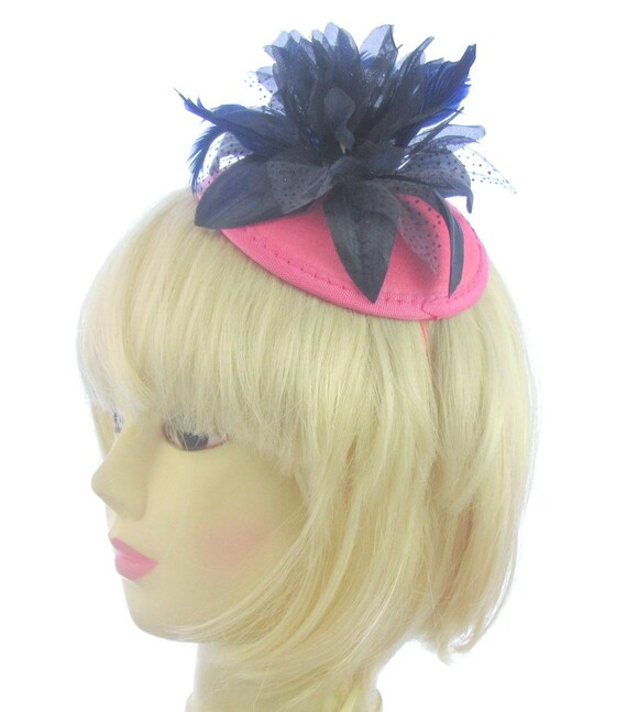 Navy Blue and Pink Hatinator headband Wedding Races