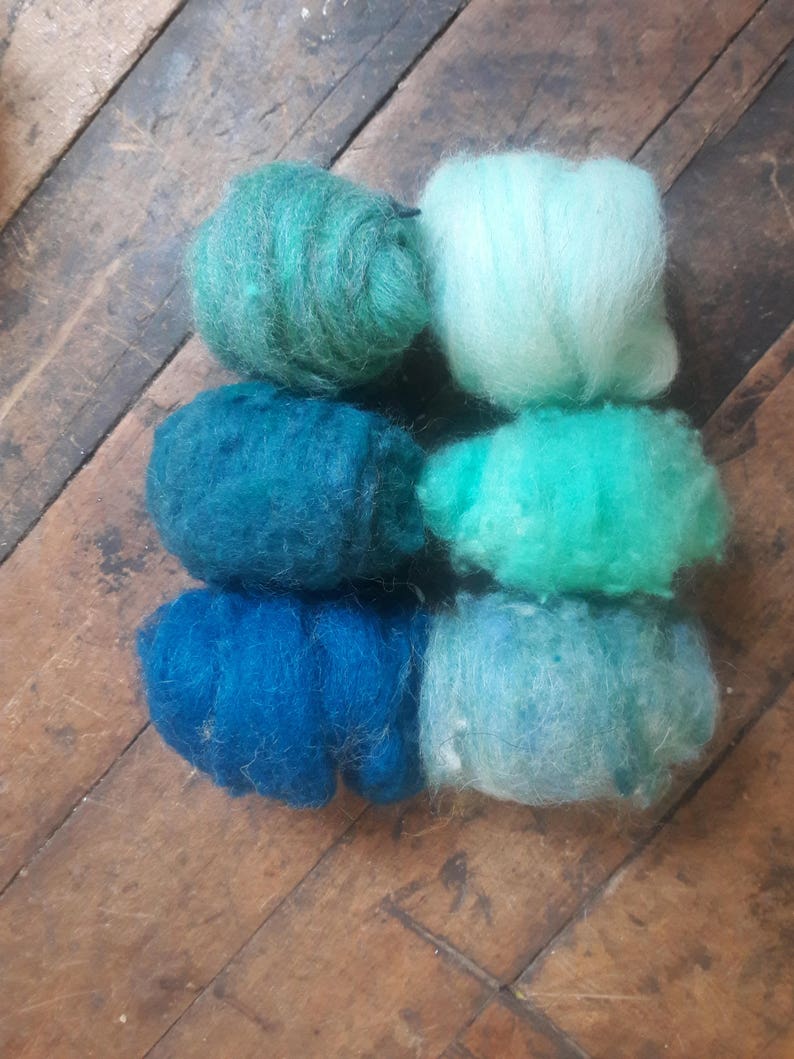 1 Oz of Wool Roving and Batting Shades of Teal for Spinning Etsy