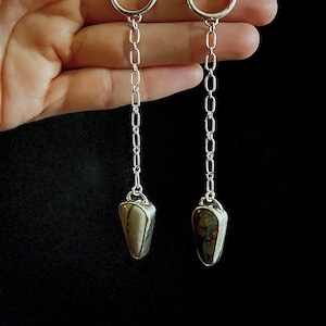 Argent sterling // Royston Ribbon Turquoise Stone // Circle // Boucles doreilles Chandelier Dangle//Drop Earrings image 1