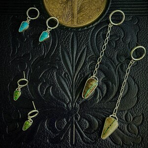 Argent sterling // Royston Ribbon Turquoise Stone // Circle // Boucles doreilles Chandelier Dangle//Drop Earrings image 3