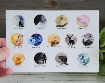 FULL MOON sticker set with a blue moon, Limited Edition