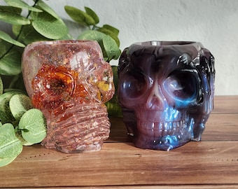 Skull Planter, hand poured resin