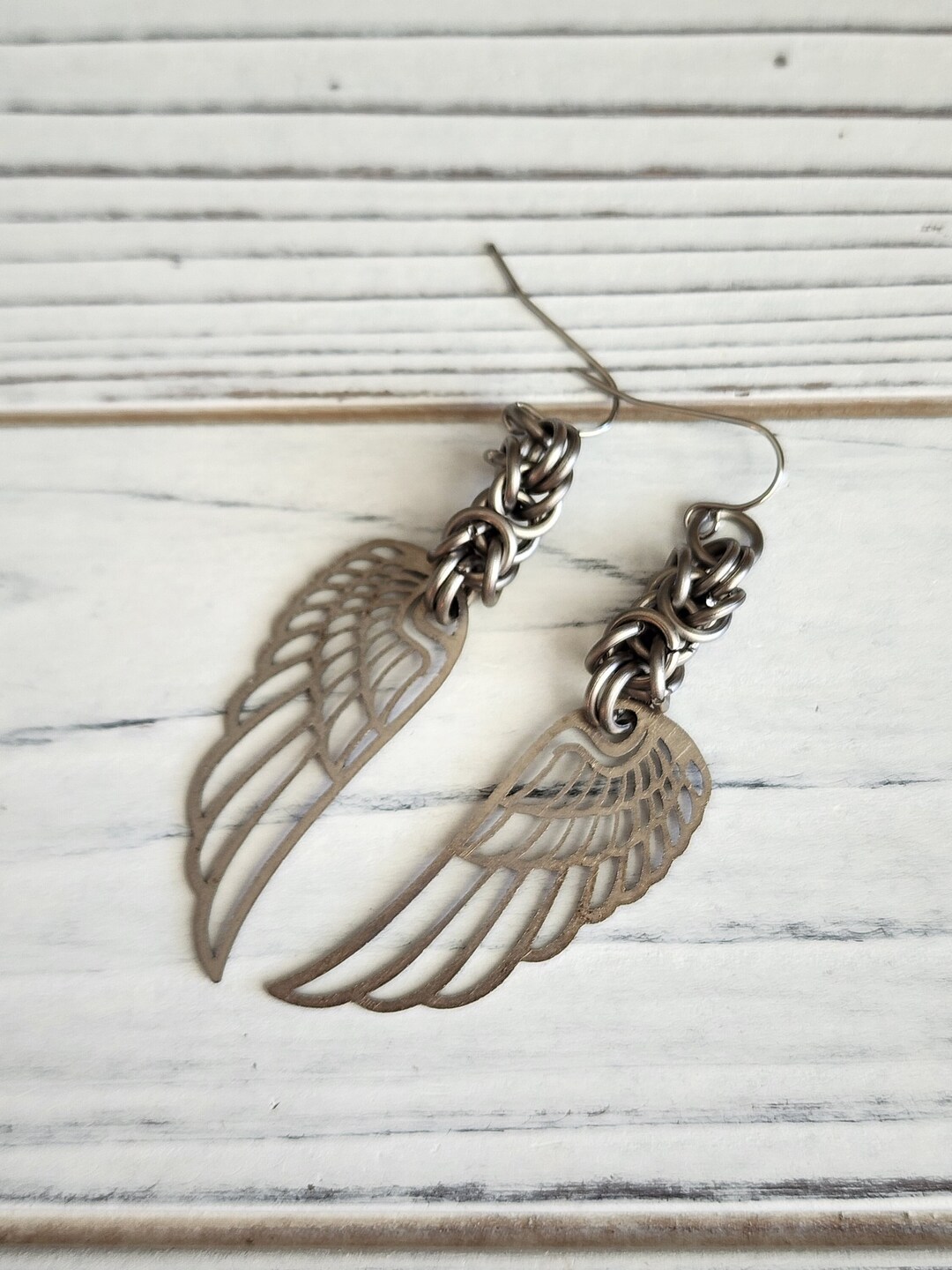 Angel Wing Chainmail Earrings - Etsy
