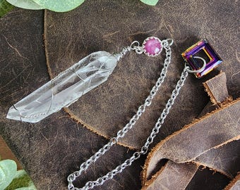 Lemurian Quartz Pendulum with Star Ruby for reiki or divination