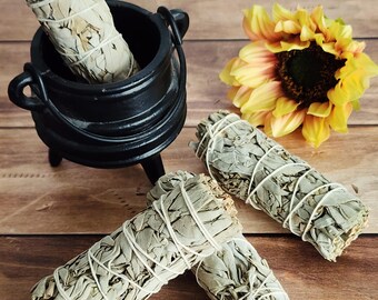 White Sage Bundle, 4 inch smoke cleansing stick