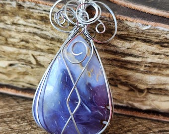 Lavender Agate Wire Wrapped Pendant