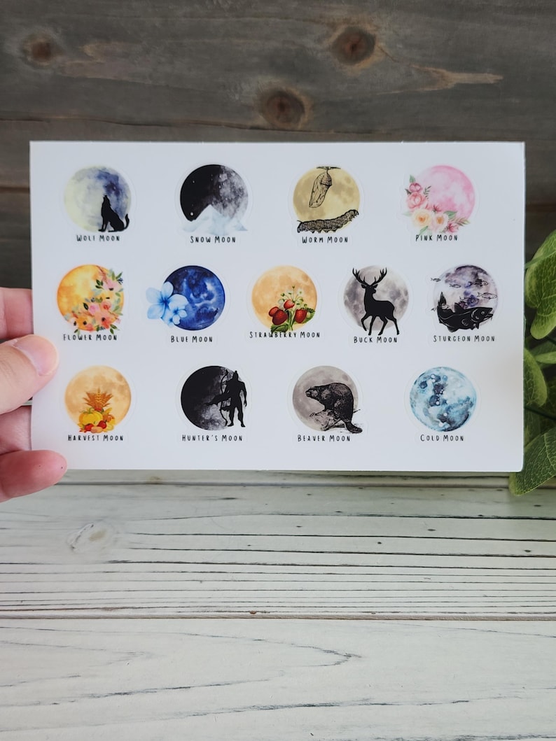 Moon Name Labels FULL MOON Sticker Set With a Blue Moon - Etsy