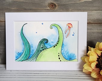 OCEAN WATERCOLOR, hand painted original