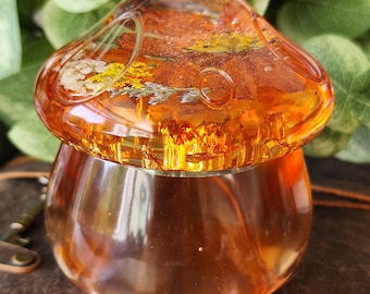 MUSHROOM JAR, hand poured resin