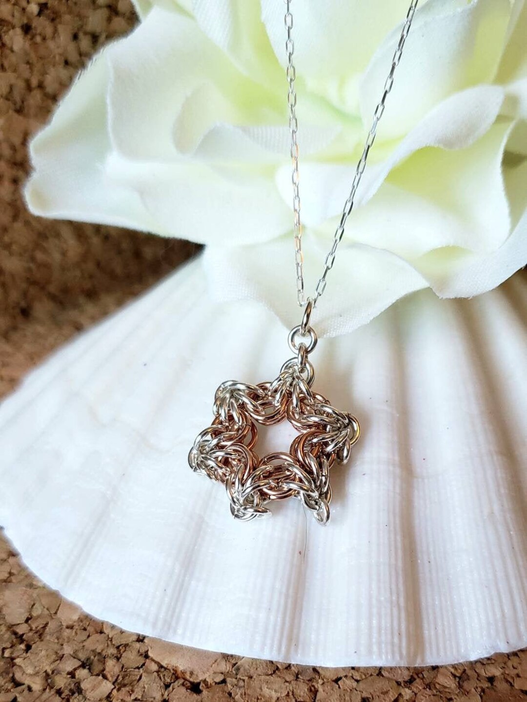 CHAINMAIL NECKLACE in Sterling Silver and Rose Gold Etsy