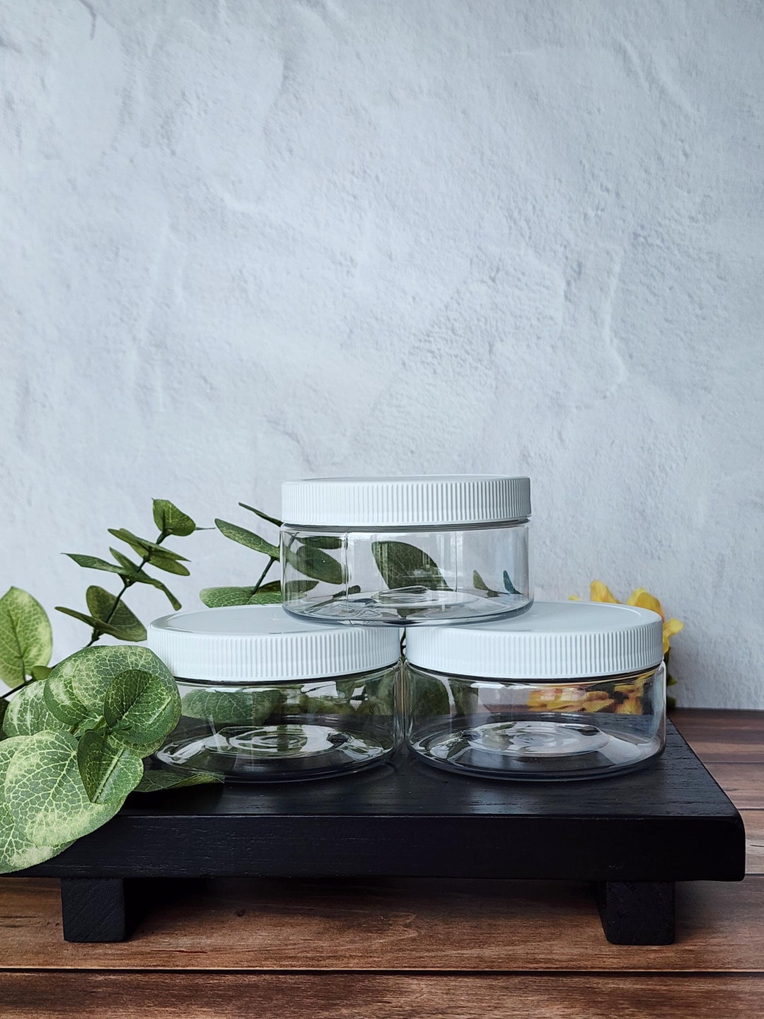 8 OUNCE JARS, Low Profile Plastic Jars With White Lids - Etsy