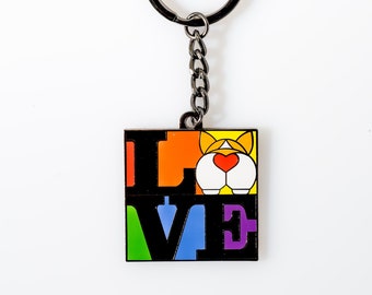 Corgi LOVE Pride Keychain | Corgi Keychain