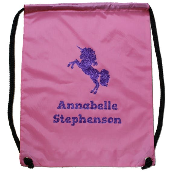 personalised unicorn sequin drawstring bag