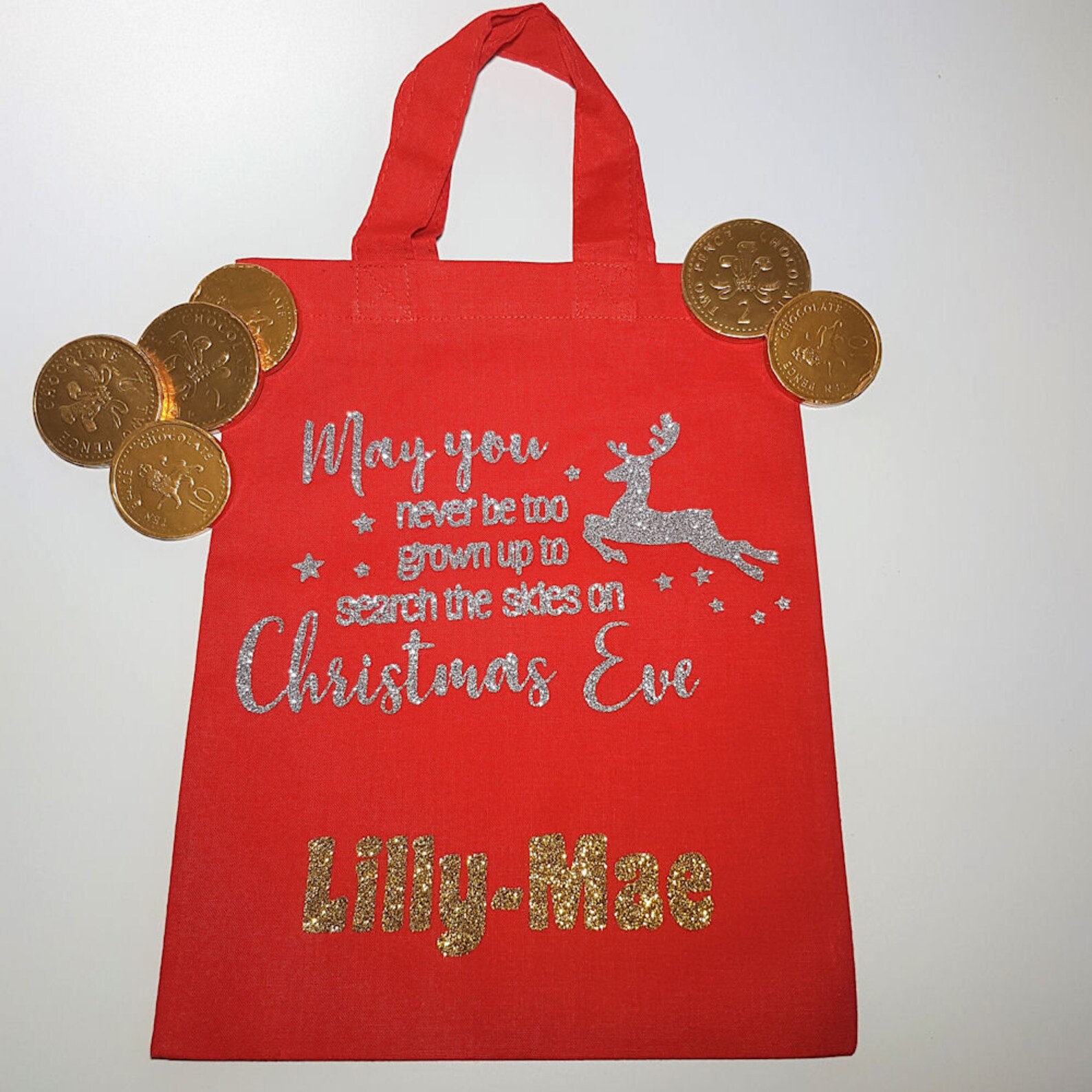 Personalised Christmas Eve Bag Treat Bag Gift Bag Xmas Eve Etsy