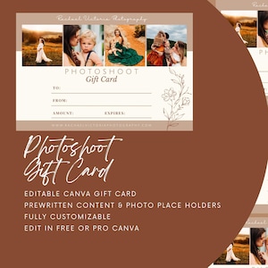 CANVA Photo Session Gift Card for Photographers | Photography Gift Card | Editable Canva Template | Editable Gift Card