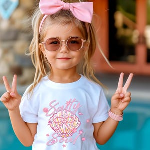 Coquette Sea Shell Shirt, Retro Summer Shirt, Toddler SeaShell Tee, Girl Beach Tshirt Coquette Blue Bow Shirt Beach Summer Top Shell T Shirt