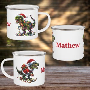 Custom Dinosaur Kids Mug, Christmas Personalized Mug For Kids Gift, Rex Toddler Mug Children&#39;s Dinos Toddler Cup Christmas Name Mug for Kids