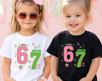 Camiseta de 67 cumpleaños, regalo de camiseta de séptimo cumpleaños, camiseta "Tenía 6 años y ahora tengo 7", camiseta divertida de meme de 7.º cumpleaños, camiseta divertida de tendencia para niños de 67 años, regalos de cumpleaños