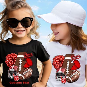 Kids Custom Football Shirt, Cute Football Youth Shirt Girls Cheer Mascot T-shirt Cheer Football Team Tee School Spirit Youth Game Day Outfit