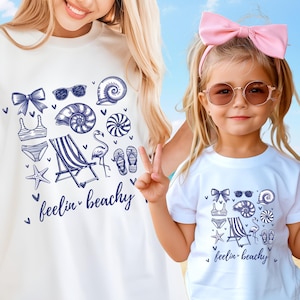Seashell Kids Shirt, Girls Beach Vacay Tee, Cute Beachy Seashell T Shirt, Sea Life Beachwear, Beach Vibes Girls Tee Adult Beach Theme Shirts