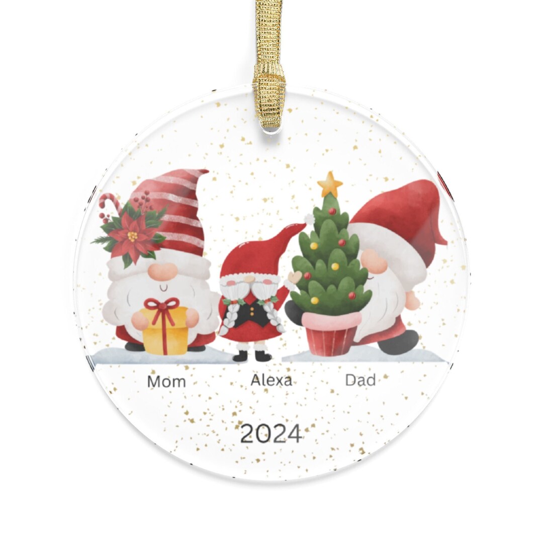 Girls Ornament, Personalized Kids Christmas Ornament 2024 Custom Gnomes