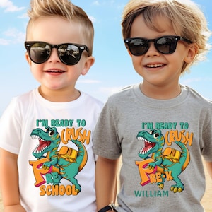 Kindergarten Shirt Junge Benutzerdefinierte Name T Shirt Zurück zu Schule Dino Shirt Jungen Vorschule Geschenk Elementare Junge Zurück zu Schule Shirts 1