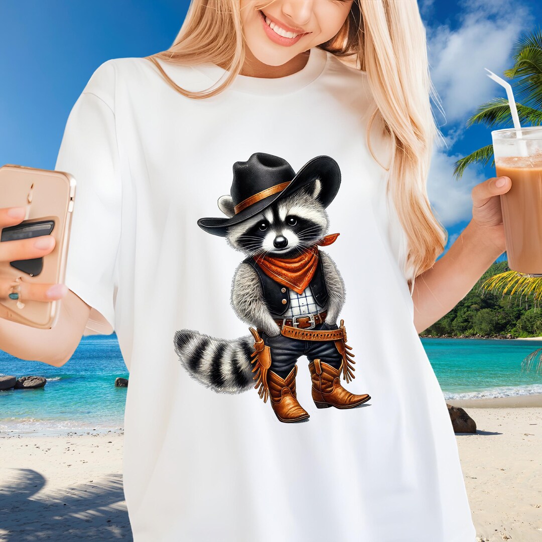 Western Raccoon Shirt, Retro Cowboy Racoon Graphic Tee, Retro Funny T ...