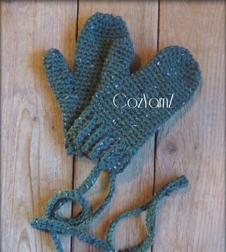 MITTENS Green mittens with attached strings Preschool Etsy