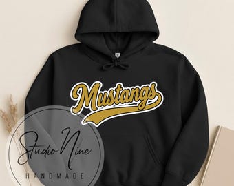 MUSTANGS BLACK HOODIE Gildan Heavy Blend Mitchell