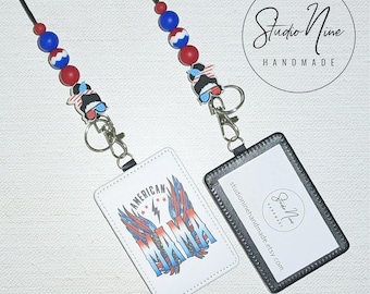 AMERICAN MAMA PATRIOTIC Lanyard with Badge Holder
