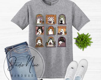 GHOSTIE WINDOWS Halloween Gildan Softstyle Youth Adult Unisex Shirt