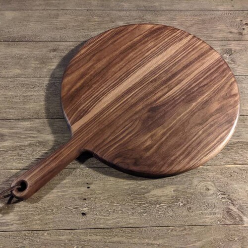 Large Round Cherry Wood Cutting Board With Handle Round Etsy