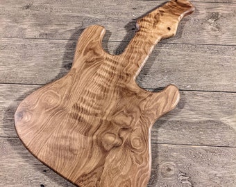 Guitar Charcuterie Board / Bread Board / Cutting Board Board / Cheese Board / Electric Guitar Shape / Walnut Oak Guitar Cutting Board