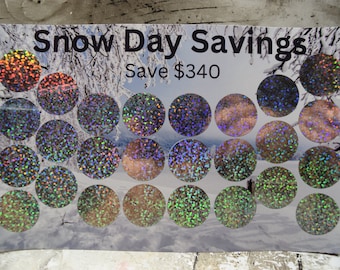 Scratch & Save Scratch off Savings Challenge Snow Day Savings Christmas Holiday