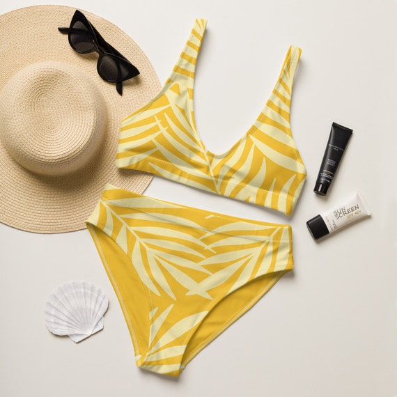 Yellow Bikini Yellow High Waisted Bikini Yellow Padded Etsy