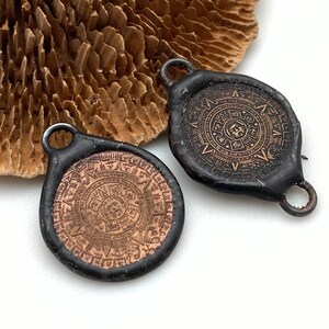 Vintage Mayan Calendar Soldered Pendant or Connector (SMP56)