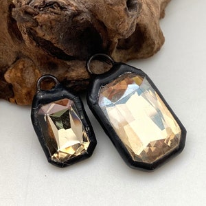 Rectangular Champagne Rhinestone Soldered Pendant (Available in 2 Options) (SGP74)