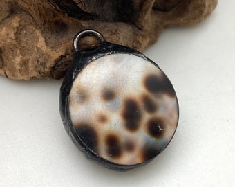 Spotted Brown Shell Hand Soldered Pendant (SHP3)