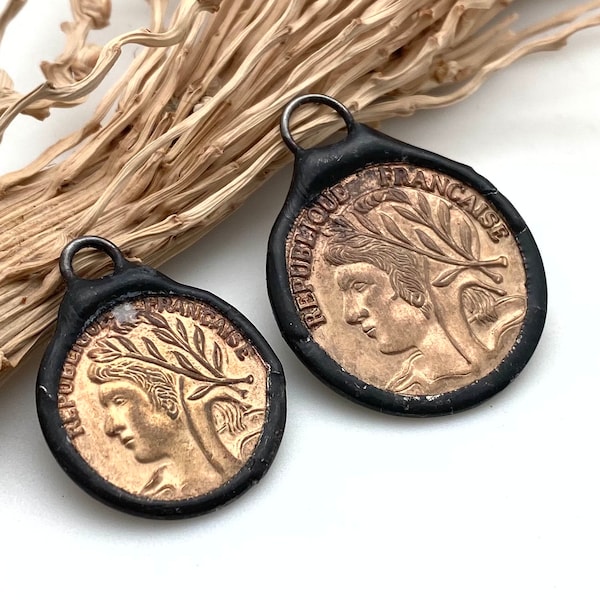 Republic Of France Coin Handmade Soldered Brass Pendant (Available in 2 Options) (SMP19)