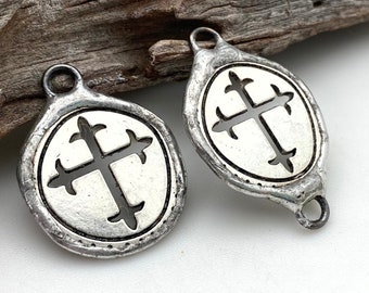 Silver Saint Thomas Christian Cross Hand Soldered Pendant or Connector (SMP35)