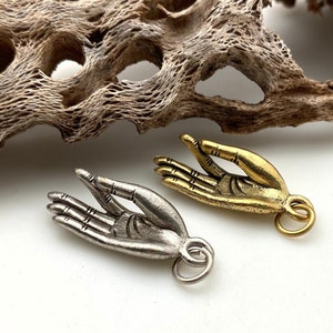 Brass Prayer Hand Pendants (Available In Silver Or Gold Color) (RP40)