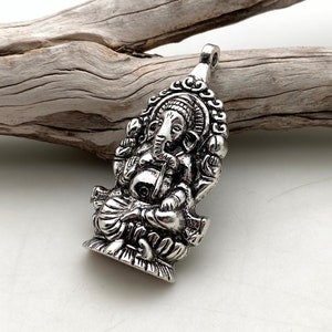 Silvered Colored Base Metal Ganesh Hindu Pendant (Available in 2 Options) (RP8)