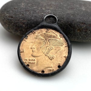 Vintage Mercury/Hermes Liberty Coin Hand Soldered Brass Pendant (SMP13)