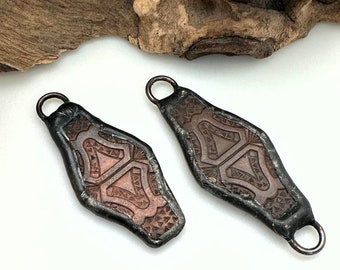 Vintage Geometric Hand Soldered Copper Pendant Or Connector (SMP95)
