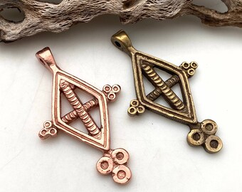 Solid Brass Diamond Shaped Tuareg Cross Pendant (Available In 2 Options) (SBC29)